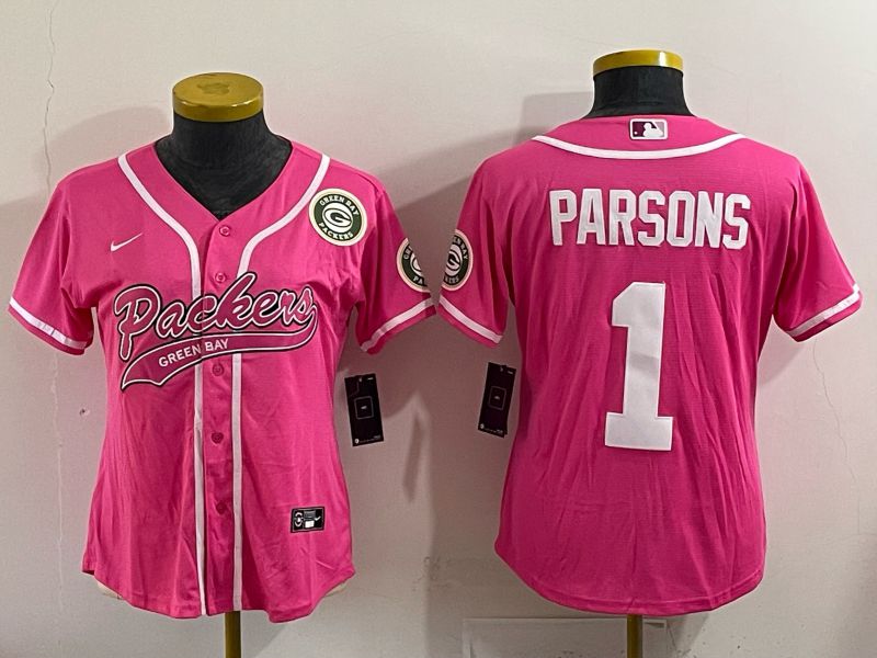 Women 2025 Green Bay Packers #1 Parsons Pink Nike Limited NFL Jersey style 007